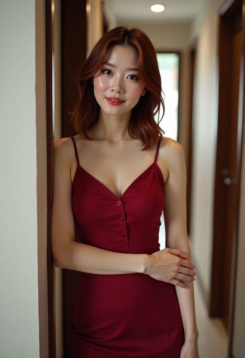 父女在檐下吃瓜